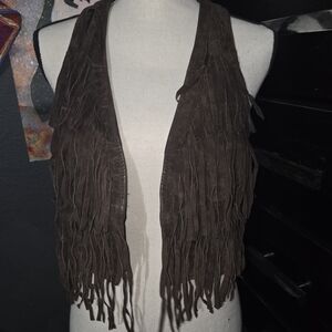Brown Fringe Suede Vest